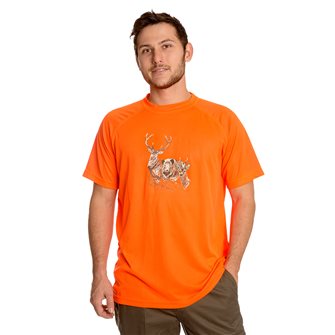 T-shirt uomo traspirante Bartavel Diego stampa teste di cervo, cinghiale e capriolo arancio M
