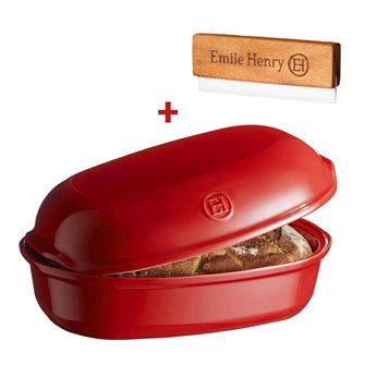 Stampo pagnotta di pane in ceramica rossa Grand Cru Emile Henry + incisore OMAGGIO